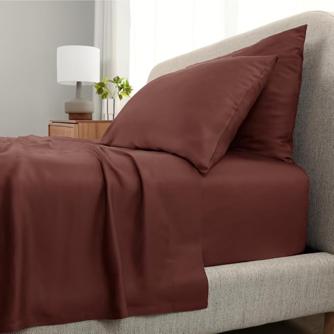 Cariloha Aloha Soft 4-Piece Sheet Set | Maroon Sunset | King | Made from 100% Viscose derived from Bamboo | Introductory Sheet Line