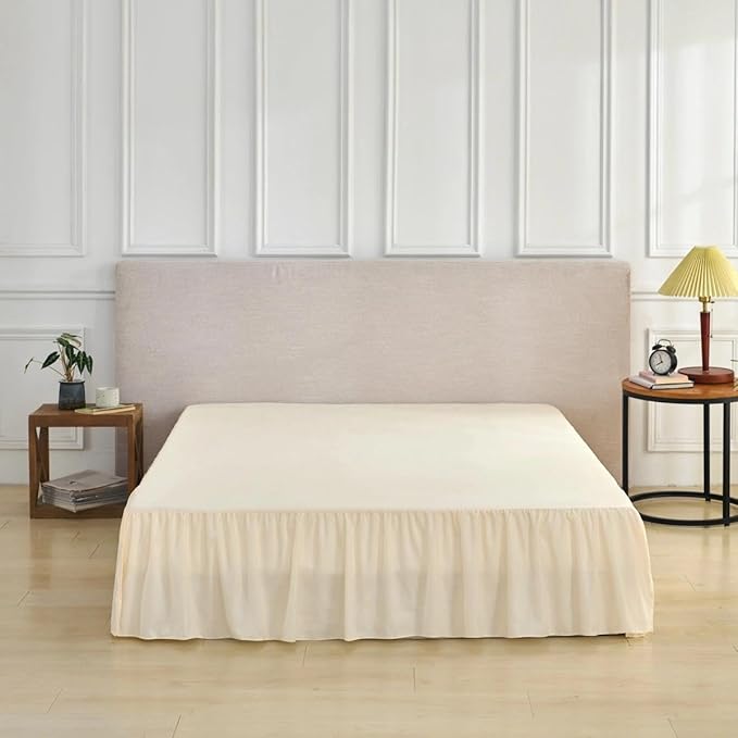Bed Skirt Full Size Ruffled Bed Skirt with Split Corners, Full Bed Skirts 12 Inch Drop with Platform, 12'' Full, Beige