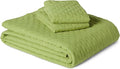 Amazon Basics Brushed Microfiber Quilt Set, Extra Soft with Natural Texture, 3-Piece,Queen/Full, Green