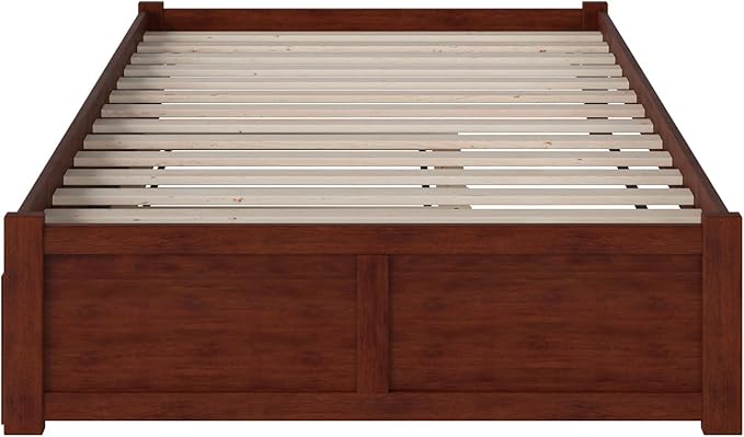 AFI Concord Full Size Platform Bed with Footboard & Twin Trundle in Walnut
