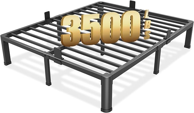 FUIOBYVV 12 Inch Full Bed Frame with Round Corner Edge Legs 3500 lbs Metal Heavy Duty Steel Slats Support No Box Spring Needed Platform Noise Free Easy Assembly