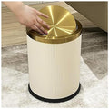 4 Gallon Bathroom Trash Can with Swing Lid, Large Gold White Garbage Can, Fancy, Big Leather Waste Basket, for Girls Bedroom Kitchen Powder Room (15L White)