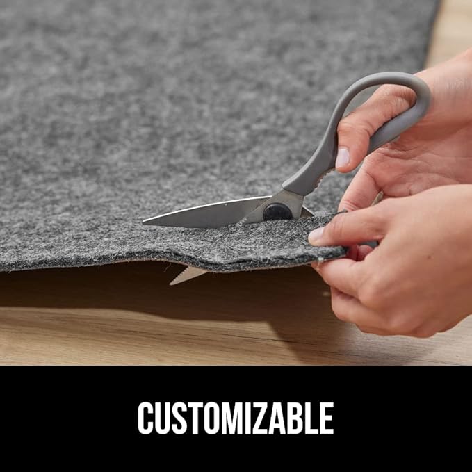 GORILLA GRIP Felt and Natural Rubber Stay in Place Slip Resistant Rug Pad, 1/8in Thick, 5x7 FT Protective Padding Under Area Rugs, Cushioned Gripper Pads, Carpet Runners, Hardwood Floors Protection