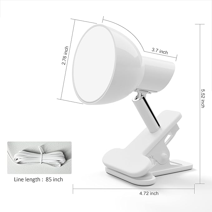 deeloop LED Clip on Light Book Reading 5W Super Bright 330° Rotation Clip on Lamp for Bed/Desk Lamp with Clamp White
