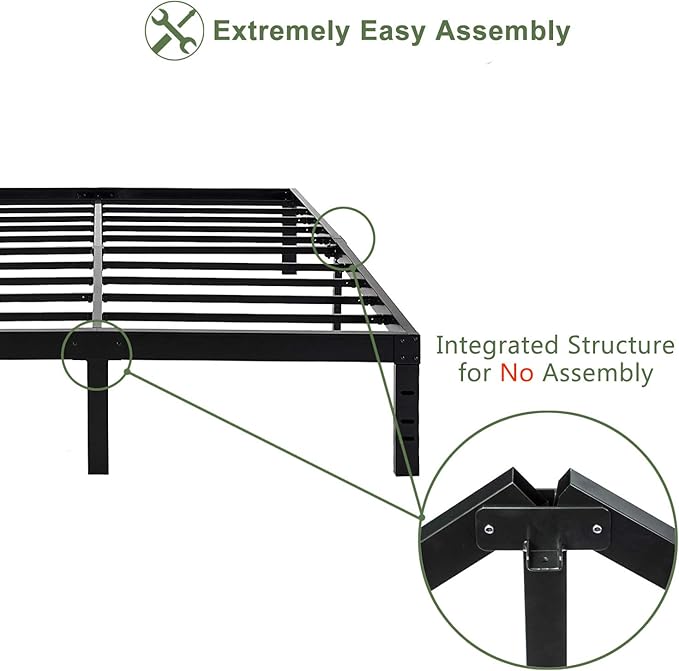 45MinST 18 Inch Maximum Storage Bed Frame/Reinforced Platform /3500lbs Heavy Duty/Easy Assembly/Mattress Foundation/Steel Slat/Noise Free, Full