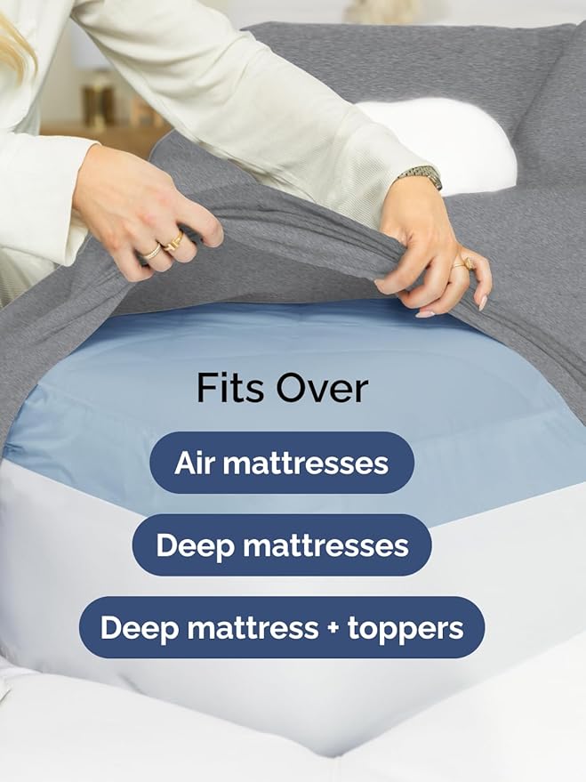 Extra Deep King Sheet Set - 6 Piece Breathable and Cooling Sheets - Hotel Luxury Bed Sheets Set - Easy Fit - Soft, Wrinkle Free and Comfy Sheets Set - Heathered Grey Sheet Set with Extra Deep Pockets