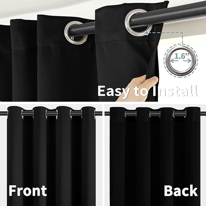 BGment Short Blackout Curtains 30 Inch Length 2 Panels, Thermal Insulated Total Light Blocking Curtains for Bedroom, Grommet Window Drapes with Thick Black Liner, 42 Inch Wide Each Panel, Black