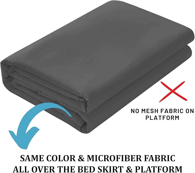 Ruffled Bed Skirt with Split Corners, Dark Grey, Queen 18 Inch Drop Bedskirt, Hotel Quality Brushed Microfiber Wrinkle Free Dust Ruffle Bed Skirt Queen Size