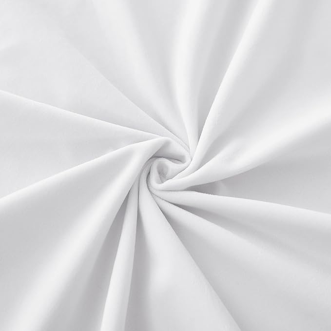 RYB Home Velvet Curtains 108 inches Long - White Super Soft Back Tab & Rod Pocket Energy Efficient Backdrops for Living Room Villa Loft, W52 x L108, 2 Pieces