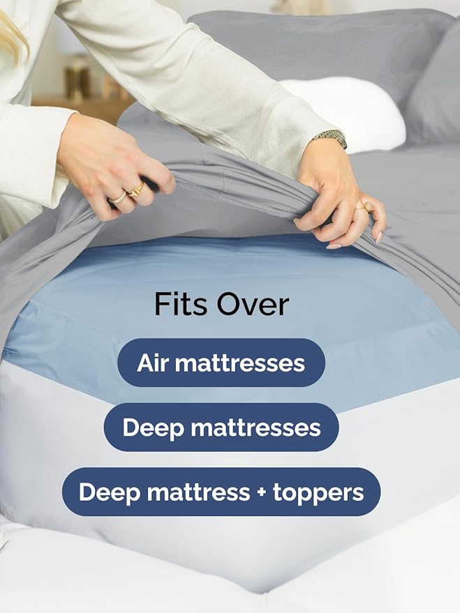 Extra Deep Twin Sheet Set - 4 Piece Breathable & Cooling Sheets - Hotel Luxury Bed Sheets Set - Easy & Secure Fit - Soft, Wrinkle Free & Comfy Sheets Set - Steel Blue Sheet Set with Extra Deep Pockets
