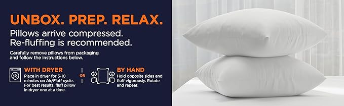 Amazon Basics Square Hypoallergenic Pillow Insert, Sofa Bed Couch Decorative Stuffer, 18", 2 Pack