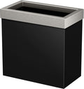 Gatco 1918SN Modern Rectangle Waste Basket, Matte Black and Satin Nickel Combo - Stainless Steel Trash Can with Removable Lid, Leakproof, 3 Gallon Capacity for Bathroom, Bedroom, Kitchen, or Office