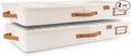 HOMELUX THEORY 2pc Low Profile Under Bed Storage Containers, Thin Under Couch Storage Organizer with Bins & Lids, Underbed Storage Box Ideal for Seasonal Clothes, Blankets, Fabric & Shoes (Ivory)
