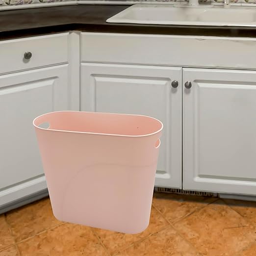 ROYFACC Small Trash Can Plastic Bathroom Wastebasket 3.2 Gallon Slim Garbage Container Bin with Handle for Home Kitchen Bathroom Bedroom Office, 2 Pack, Pink