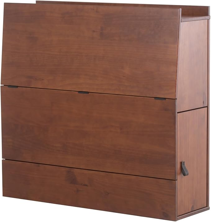 memomad Bali Set: Storage Platform Bed with Drawers + Bookcase Headboard (Twin Size, Caramel Brown Wood)
