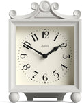 JONES CLOCKS® Parlour Mantel Clock | Classic Carriage Clock | Pale Gray | Elegant Square Decorative case, Perfect for Mantel, Shelf, Table or Bedside