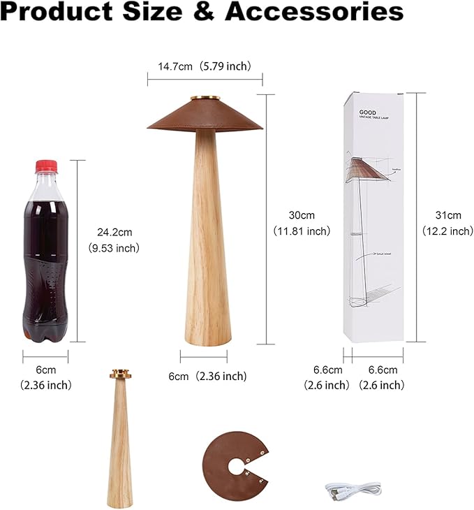 Battery Operated LED Table Lamps, 2000mAh Cordless Desk Lamp with 3 Level Brightness Touch Control Night Light for Nursery,Bedroom,Dining Room(Natural)