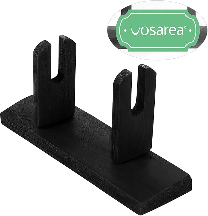 VOSAREA Bamboo Japanese Folding Fan Stand Holder Handheld Fan Display Stand Hand Fan Storage Rack Display Base (Black)