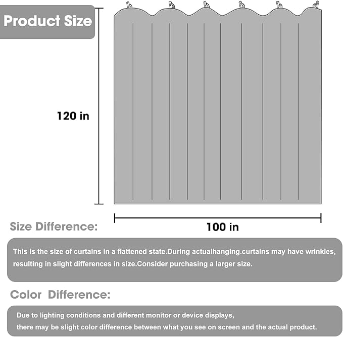 Room Divider Blackout Curtain Track Curtains Wall Dividers Panels Screen for Living Rooms Bedroom Office Privacy Partition Separation, W100 × L120 Inch,1 Panel, Grey