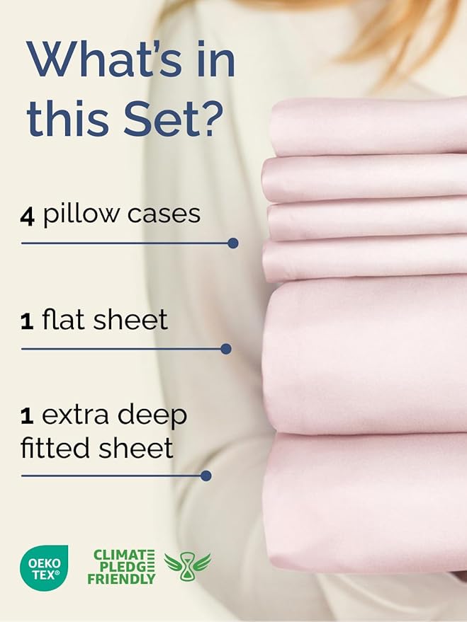 Extra Deep King Sheet Set - 6 Piece Breathable and Cooling Sheets - Hotel Luxury Bed Sheets Set - Easy Fit - Soft, Wrinkle Free and Comfy Sheets Set - Lavender Pink Sheet Set with Extra Deep Pockets