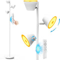 White 42W Tree Floor Lamp, Super Bright LED Standing Lamp with Remote, Modern Dimmable Floor Lamps,Individual Control, Rotable Head LED Lamp for Living Room Bedroom Office