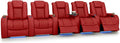 Seatcraft Diamante Zero-Gravity CoolZero Italian Leather Home Theater Seating, Power Headrest, Power Recline, Row of 5, Red