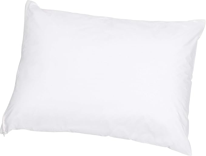 Amazon Basics Standard Pillowcase with Zipper, 100% Cotton Hypoallergenic, Pillow Protector, White (27 x 21 Inches), Pillows Not Included