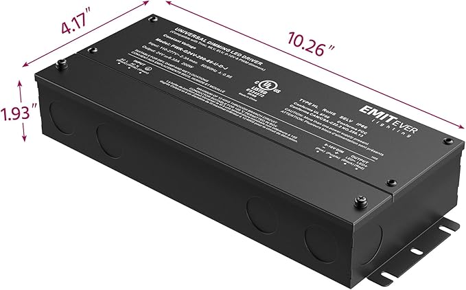 EMITEVER Dimmable Led Driver, 200W AC 110V-277V to DC 24V Transformer, 5-in-1 Dimming: ELV/MLV/TRIAC / 0-10V / 1-10V / 10V PWM/Potentiometer, Waterproof IP67 and UL Listed