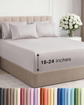 Extra Deep Queen Sheet Set - 6 Piece Breathable & Cooling Sheets - Hotel Luxury Bed Sheets Set - Easy & Secure Fit - Soft, Wrinkle Free & Comfy Sheets Set - Light Grey Sheet Set w/Extra Deep Pockets