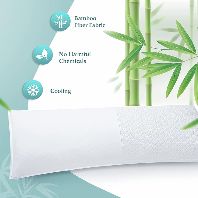 Firm Body Pillow 1.5cm Cubies Memory Foam – Pain Relief & Sleeping & Supportive – with Cooling Cover Hug Pillows 20 x 54 inches