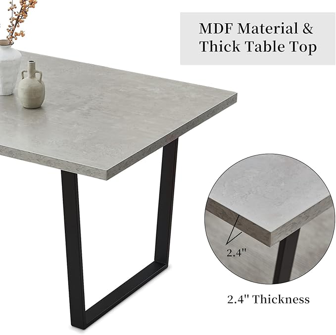 5 Piece Dining Table Set, 42.9 Inch Modern Kitchen Dining Table and Leather Dining Chairs for Kitchen Dining Room (Table + 4 Grey Chairs)