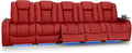 Seatcraft Diamante Zero-Gravity CoolZero Italian Leather Home Theater Seating, Power Headrest, Power Recline, Row of 5 Sofa, Red