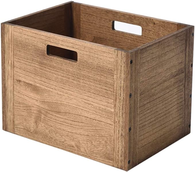 KIRIGEN Stackable Wood Storage Cube /Basket/ Bins Organizer for Home Books Clothes Toy Modular Open Cubby Storage System - Office Cubical Bookcase Closet Shelves C26-DBR