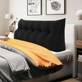 WOWMAX 100% Cotton Corduroy Headboard Pillow – Queen Size Back Support Reading Wedge for Bed & Daybed, Plush Handmade Bolster Cushion with Removable Cover, Cozy Bed Rest Pillow, Black