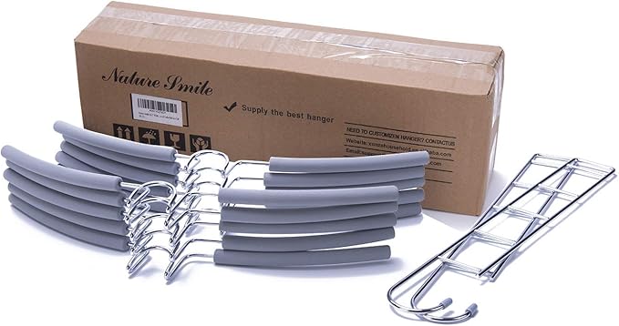 Nature Smile No Shoulder Bump Multiple Sweater Coat Clothes Hangers,Multi Layers Space Saving T Shirt Blouse Rack(4 Pack Light Grey Color)