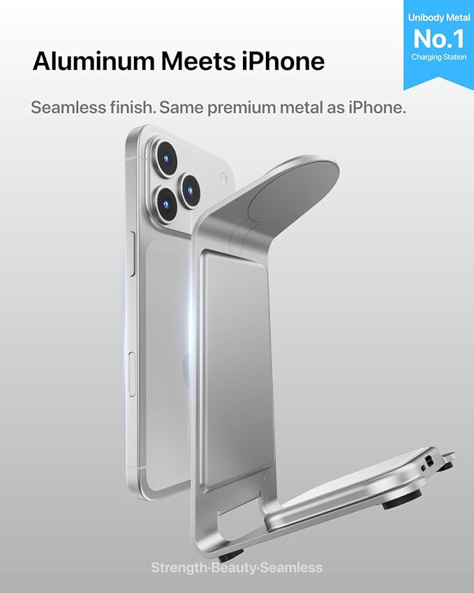 Intoval Aluminum 3 in 1 Wireless Charging Station for iPhone 17 16 15 14 13 12 11 Pro Max XR, Wireless Charger for Apple Watch 11 10 9 8 7 Ultra SE 3 2, Phone Charger for AirPods 4 Pro 2 3 (Silver)