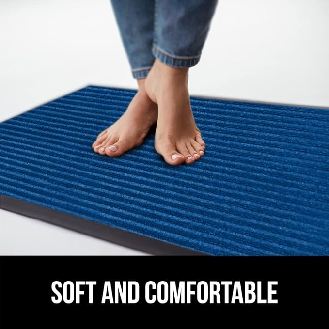 GORILLA GRIP Waterproof Traffic Guard Door Mat, 60x36, Heavy Duty Entryway Mats, Strong Rubber Back Commercial Utility Rugs for Office Hallway, Garage Floor and Home, Low Profile Carpet Runner, Blue