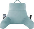 IPYNBAP Back Pillow for Bed Sitting up, Reading Pillow for Sitting in Bed Adult, Back Support Pillow, Memory Foam Sit up Lounge Backrest Pillow with Arms for TV, Couch, Chair, Dorm, 18 Inch, Lake Blue