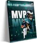 B.B.F MAKE 2025 Super Canvas Bowl Wall Art Champions MVP Hurts Canvas Wall Decor Eagles Poster Print Philadelphia Sports Star Picture Gift Modern Bedroom Living Room Home Decoration, Framed 24x30inch