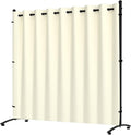 Room Divider, Curtain Privacy Screen with 360°Lockable Wheels 6FT Portable Room Divider Panel Freestanding Partition Divider Screen for Separator Wall Divider Bedroom Office (White)