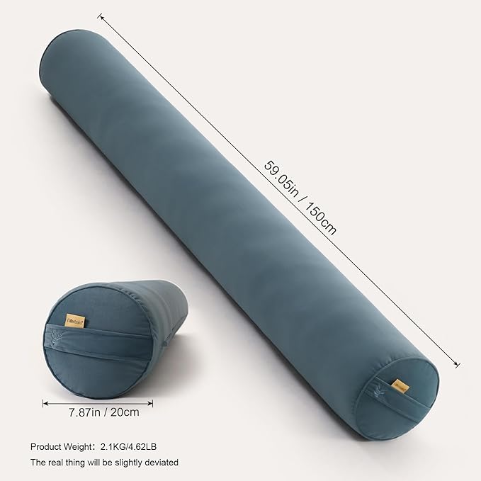 Long Round Body Pillow for Adults – Bolster Pillow for Bed, Cervical Roll Pillow, Firm Support for Sleeping,59 x 7.87 Inches,Slate Blue