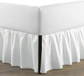 SKY BEDDINGS - Queen Size Ruffled Bed Skirt with Split Corners - 12 Inch Drop Dust Ruffle Bed Skirt with Platform Three Sided Coverage - 100% Microfiber, White