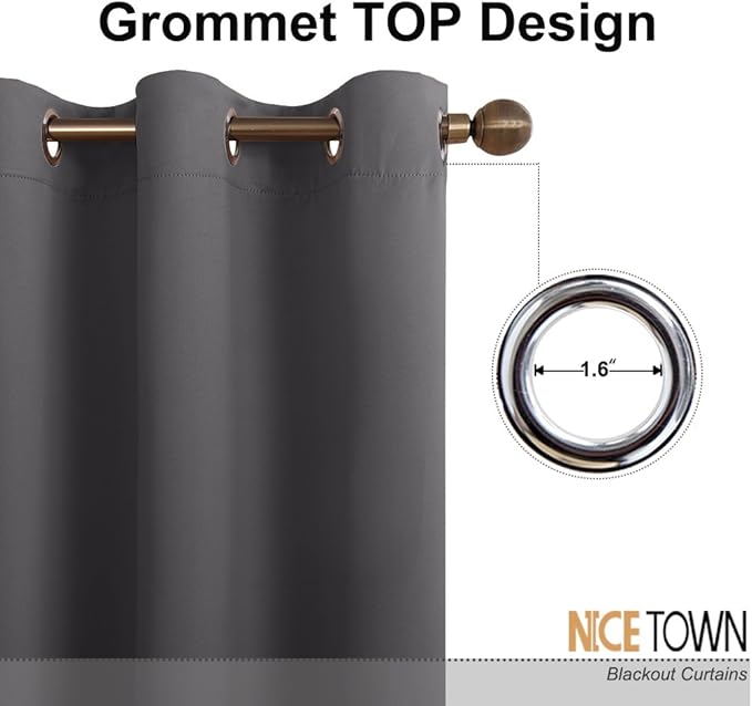 NICETOWN Sliding Patio Door Curtains - Grey Blackout Room Darkening Door Vertical Blinds for Dining Room with Grommet Top (Gray, 100 inches W x 95 inches L)