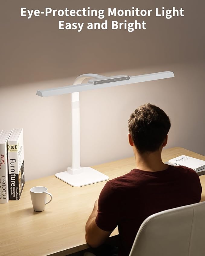 LED Desk Lamp with Base, 24W Brightness Touch Control Desk Light for Home Office, Eye-Caring Tall Adjustable Architect Lights for Reading, Drawing, Crafts, Gaming, Workbench, Study