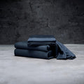 LUXOME Luxury Sheet Set | 100% Rayon (Viscose) from Bamboo | Twin Size - Navy | Deep Pockets | 3-Piece Set (Fitted, Flat, Pillowcase)