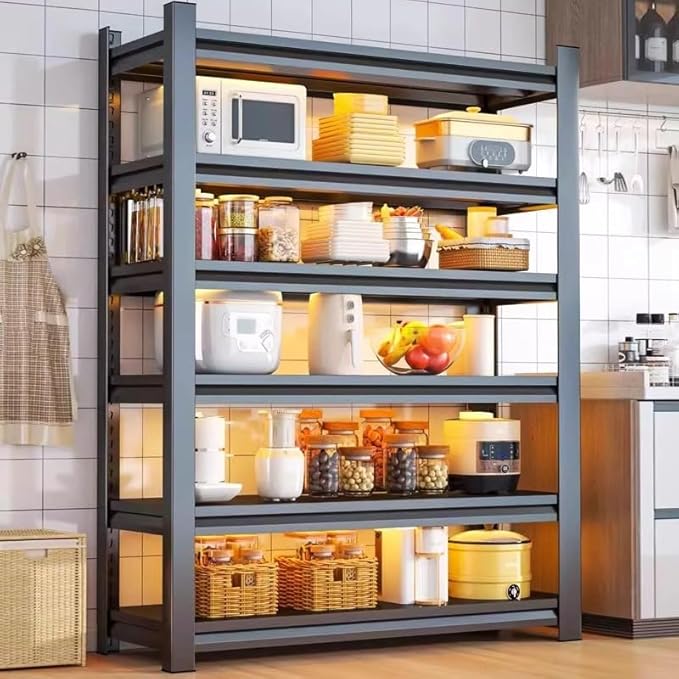 Storage Shelves, Garage Metal Shelving Unit 35"W x 18"D x 82"H, 6-Tier Adjustable, Double-Layer Column with Reinforced Ribs, Heavy-Duty, Capable of Bearing 3600 lbs for Garage, Warehouse, Kitchen