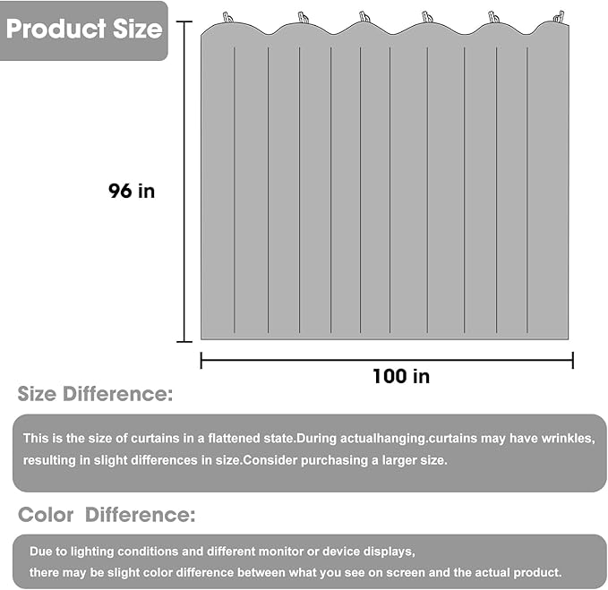 Room Divider Blackout Curtain Track Curtains Wall Dividers Panels Screen for Living Rooms Bedroom Office Privacy Partition Separation, W100 × L96 Inch,1 Panel, Grey