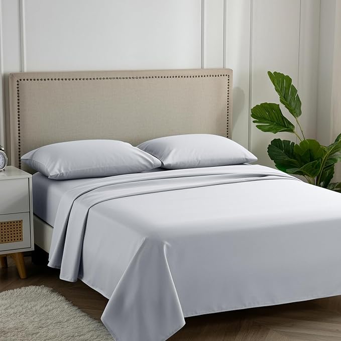Carressa Linen California King Egyptian Cotton Sheet Sets - 600 Thread Count Cal King Cotton Sheet Set (4 PC, Silver Gray), Extra Soft, Cooling, 16" Deep Pocket Sateen Weave Luxury Hotel Bed Sheets