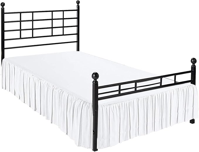 Ruffled Bed Skirt with Split Corners, White, Full 16 Inch Drop Bedskirt, Hotel Quality Brushed Microfiber Wrinkle Free Dust Ruffle Bed Skirt Full Size