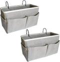 2-Pack Bedside Caddy, Bedside Hanging Storage Organizer for College Dorm Beds, Bunk Beds and Hospital Beds Rails, The Hanging Basket Can be Placed Magazine, Books, Phones,kettle, Glasses (Grey)